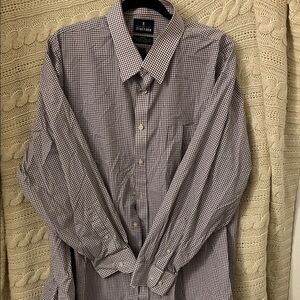 Stafford Men’s Purple and White Check Dress Shirt